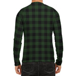 Green And Black Buffalo Plaid Print Men's Long Sleeve Rash Guard