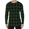 Green And Black Buffalo Plaid Print Men's Long Sleeve T-Shirt