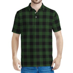 Green And Black Buffalo Plaid Print Men's Polo Shirt