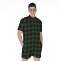 Green And Black Buffalo Plaid Print Men's Romper