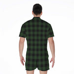 Green And Black Buffalo Plaid Print Men's Rompers