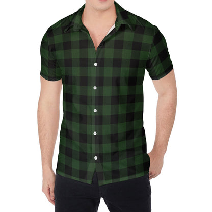 Green And Black Buffalo Plaid Print Men's Shirt