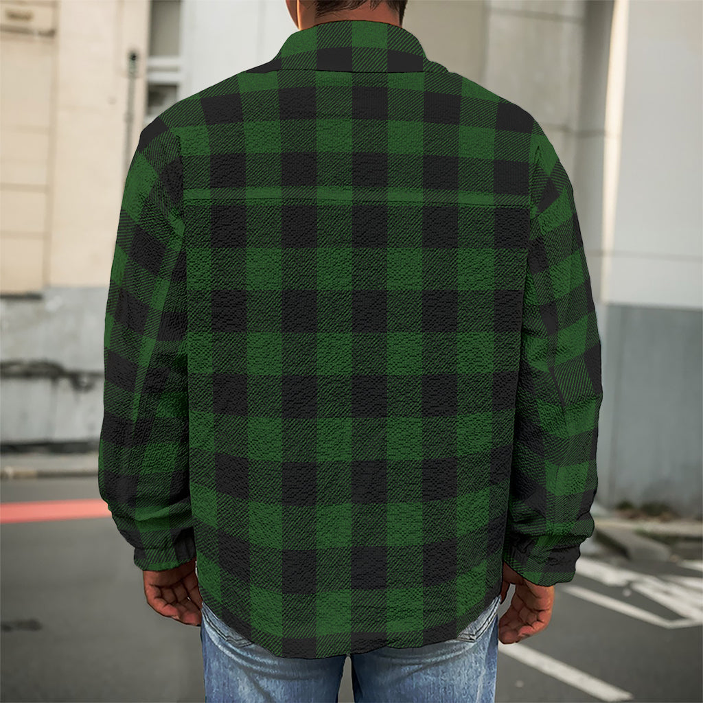 Green And Black Buffalo Plaid Print Men's Shirt Jacket
