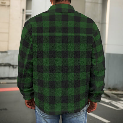 Green And Black Buffalo Plaid Print Men's Shirt Jacket