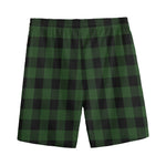 Green And Black Buffalo Plaid Print Men's Sports Shorts