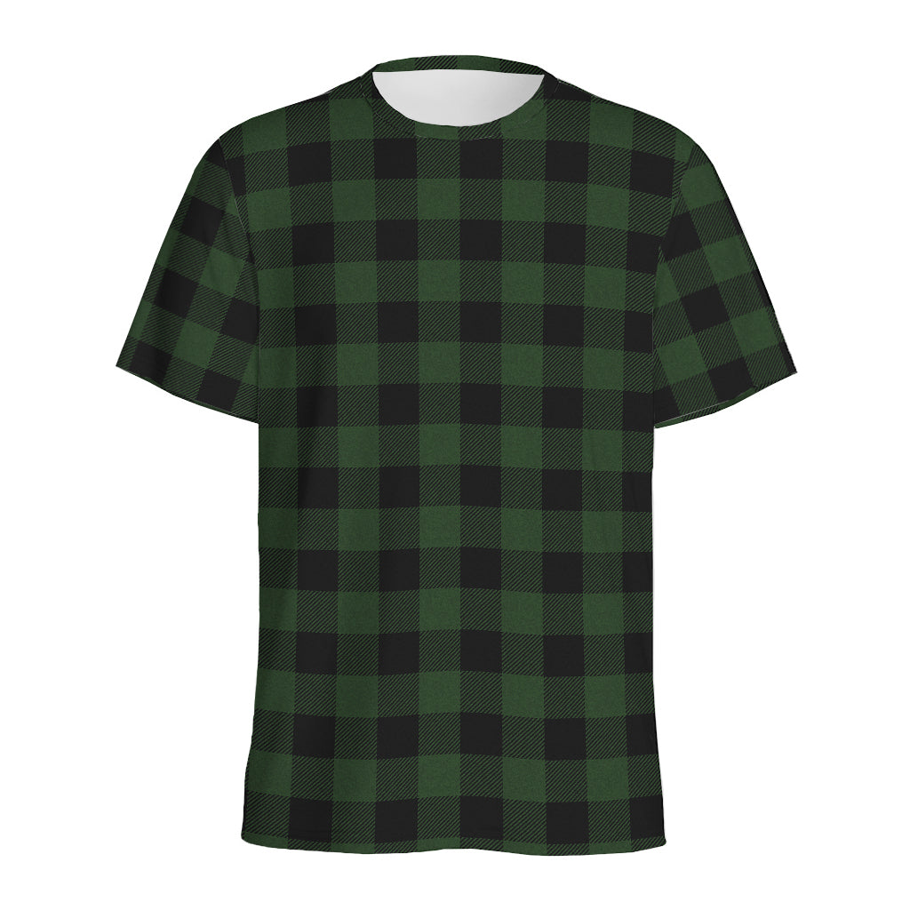 Green And Black Buffalo Plaid Print Men's Sports T-Shirt