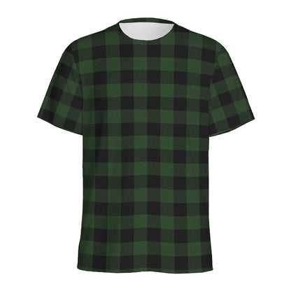 Green And Black Buffalo Plaid Print Men's Sports T-Shirt