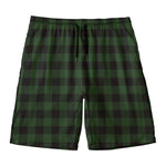 Green And Black Buffalo Plaid Print Men's Swim Trunks