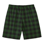 Green And Black Buffalo Plaid Print Men's Swim Trunks