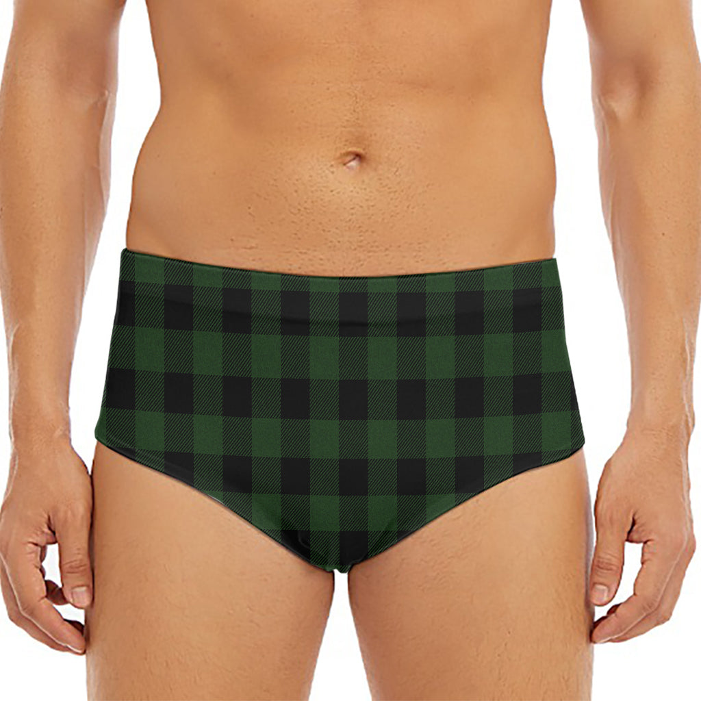 Green And Black Buffalo Plaid Print Men's Triangle Swim Briefs