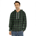 Green And Black Buffalo Plaid Print Men's Velvet Pullover Hoodie