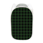 Green And Black Buffalo Plaid Print Mesh Laundry Hamper