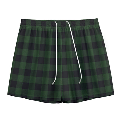 Green And Black Buffalo Plaid Print Mesh Shorts