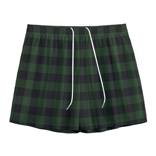 Green And Black Buffalo Plaid Print Mesh Shorts
