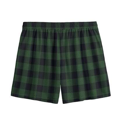 Green And Black Buffalo Plaid Print Mesh Shorts