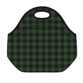 Green And Black Buffalo Plaid Print Neoprene Lunch Bag