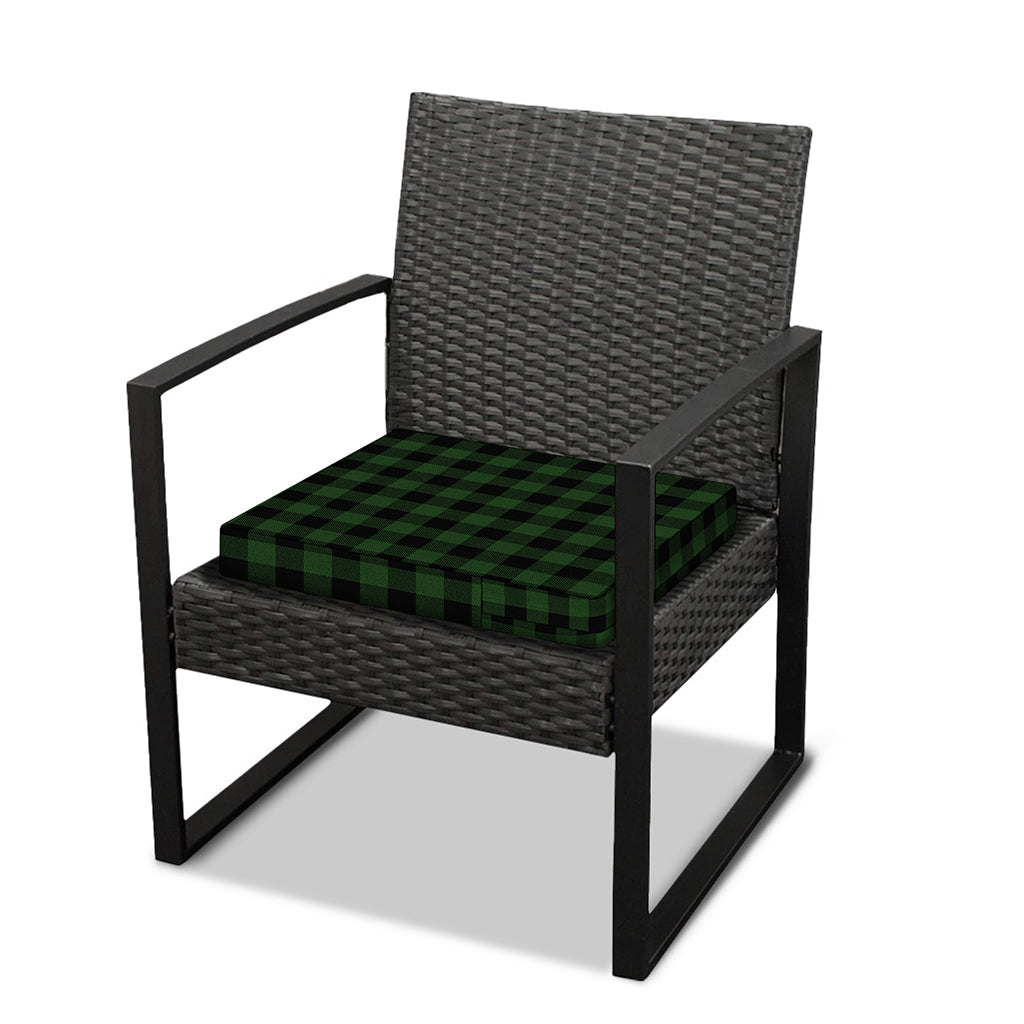 Green And Black Buffalo Plaid Print Outdoor Seat Cushion Cover