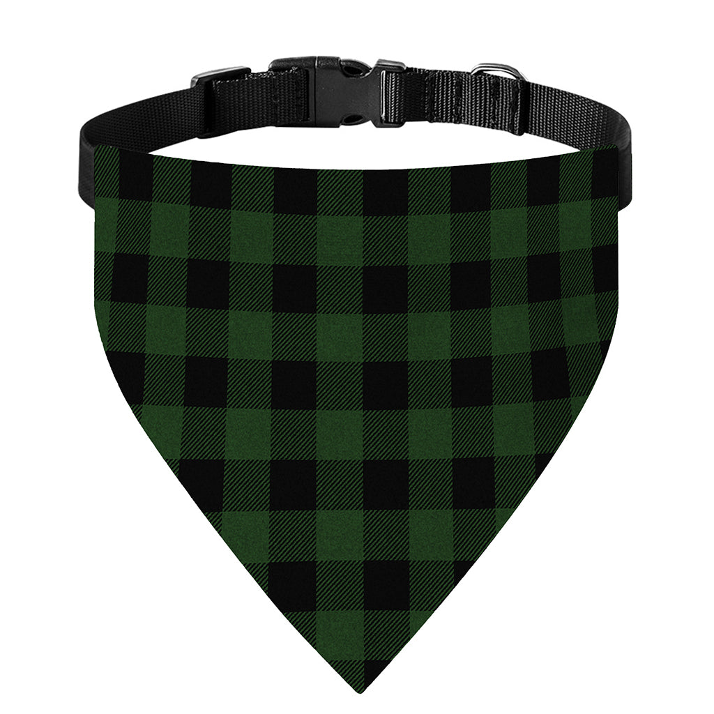 Green And Black Buffalo Plaid Print Over The Collar Dog Bandana