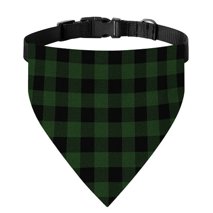 Green And Black Buffalo Plaid Print Over The Collar Dog Bandana