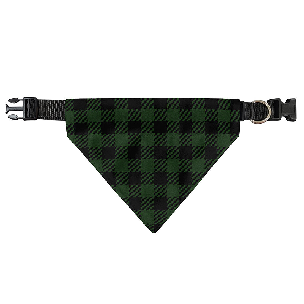Green And Black Buffalo Plaid Print Over The Collar Dog Bandana