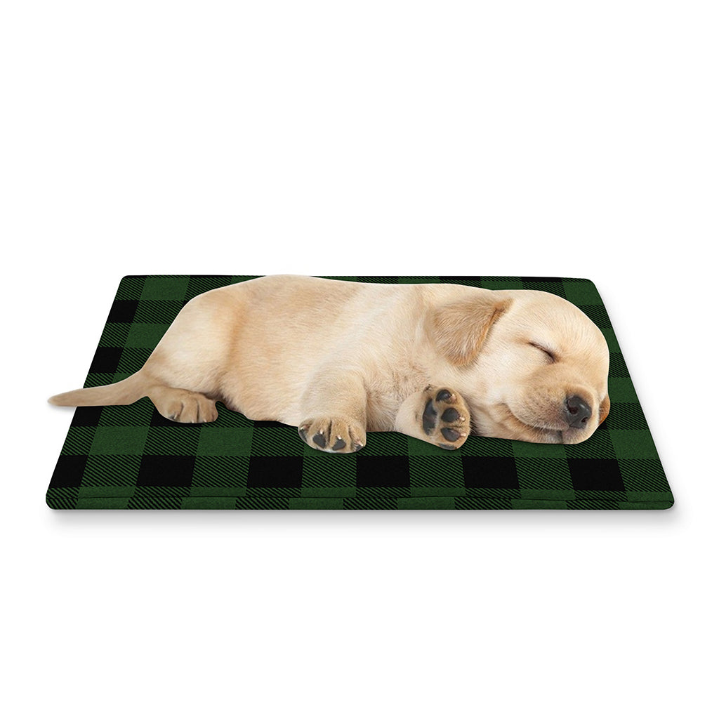 Green And Black Buffalo Plaid Print Pet Cooling Mat Cover