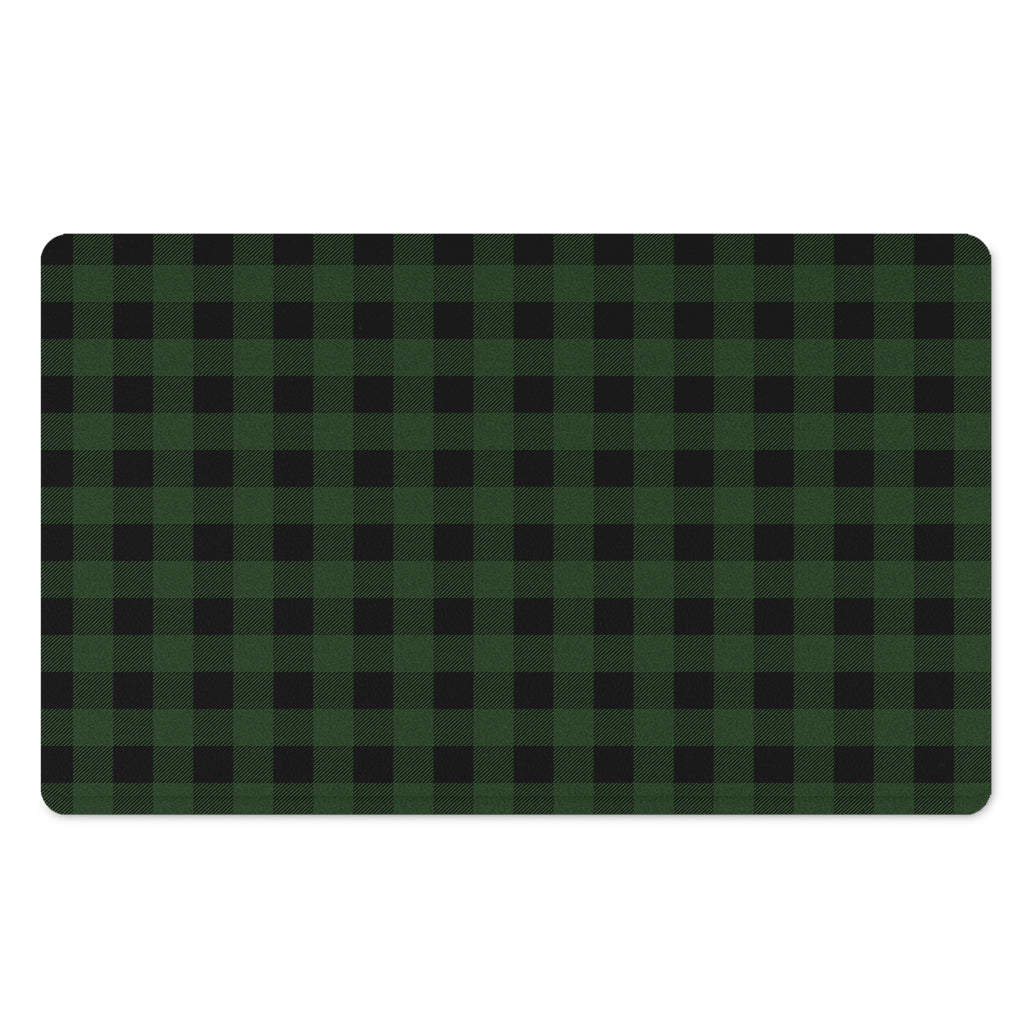 Green And Black Buffalo Plaid Print Polyester Doormat
