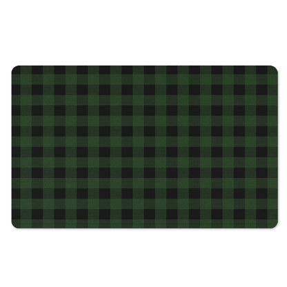 Green And Black Buffalo Plaid Print Polyester Doormat