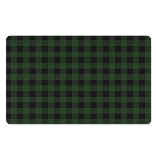 Green And Black Buffalo Plaid Print Polyester Doormat
