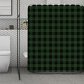 Green And Black Buffalo Plaid Print Polyester Shower Curtain
