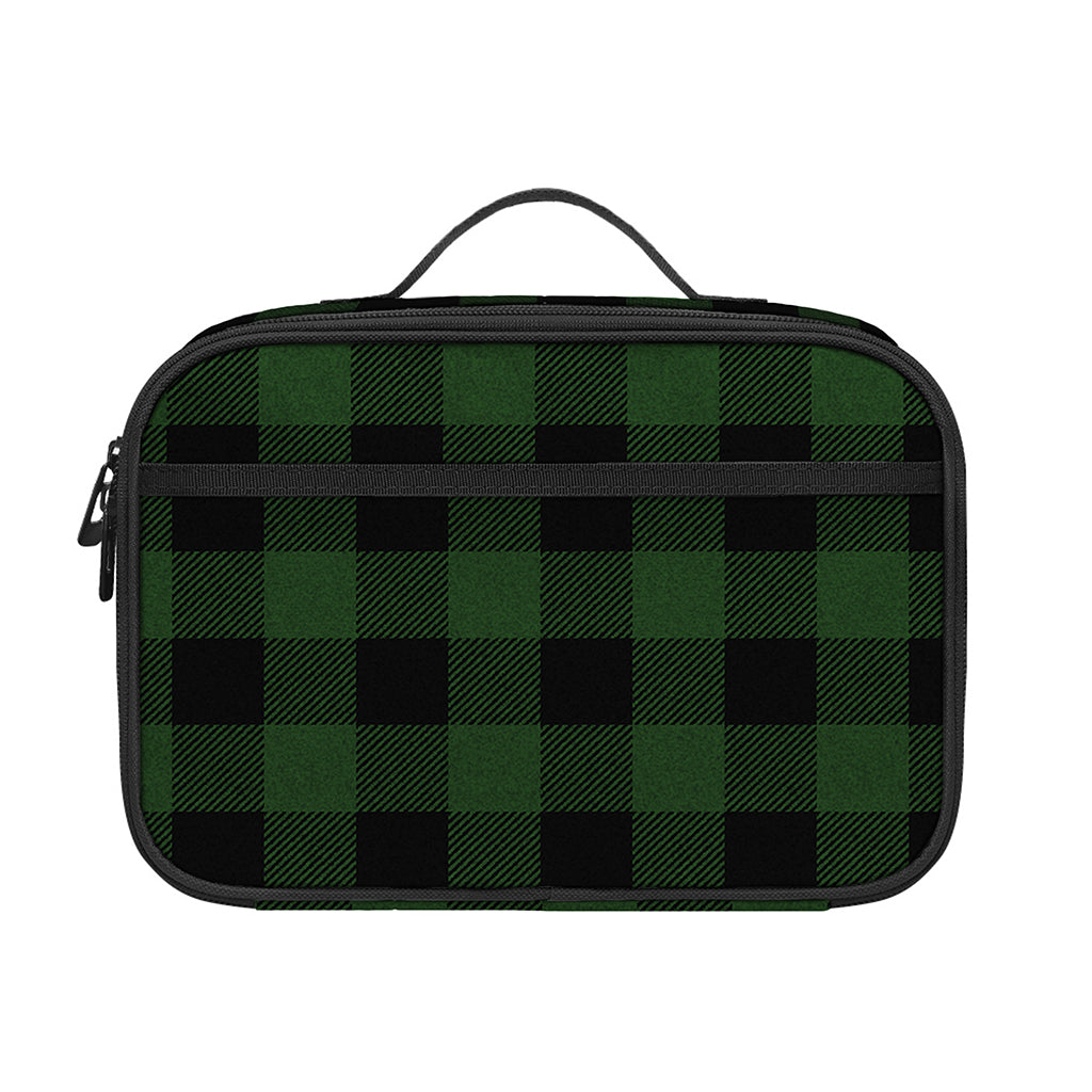 Green And Black Buffalo Plaid Print Portable Lunch Bag