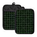 Green And Black Buffalo Plaid Print Pot Holders With Pocket