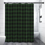 Green And Black Buffalo Plaid Print Premium Shower Curtain