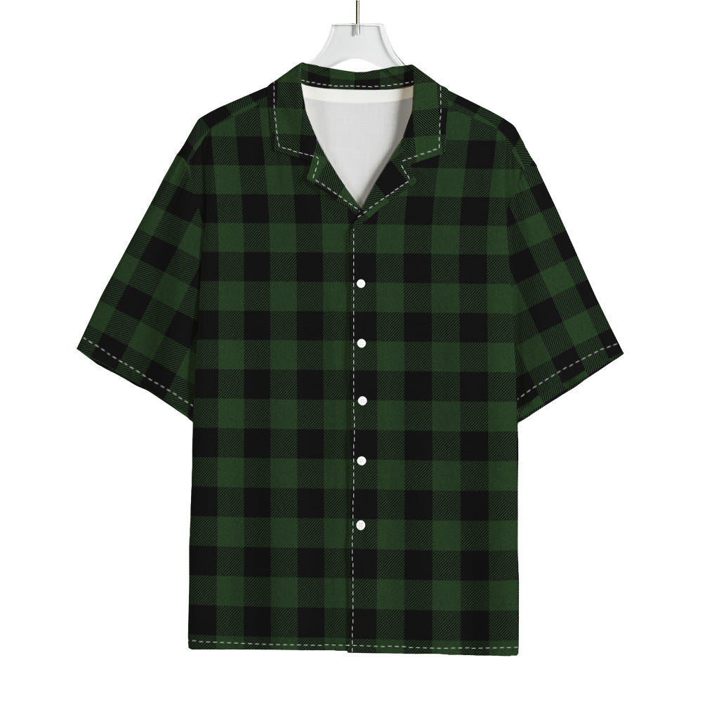 Green And Black Buffalo Plaid Print Rayon Hawaiian Shirt