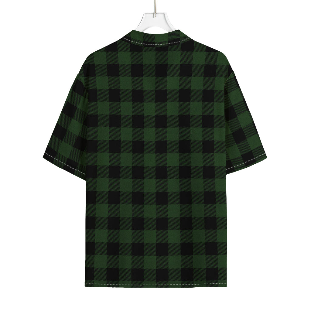 Green And Black Buffalo Plaid Print Rayon Hawaiian Shirt
