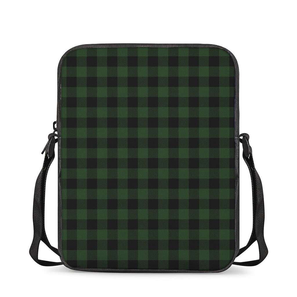 Green And Black Buffalo Plaid Print Rectangular Crossbody Bag