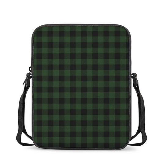 Green And Black Buffalo Plaid Print Rectangular Crossbody Bag
