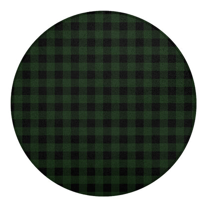 Green And Black Buffalo Plaid Print Round Blanket