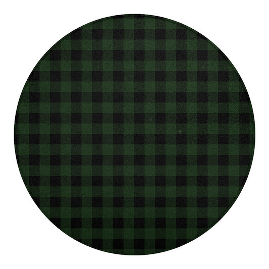 Green And Black Buffalo Plaid Print Round Blanket