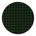 Green And Black Buffalo Plaid Print Round Floor Mat