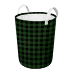 Green And Black Buffalo Plaid Print Round Laundry Basket