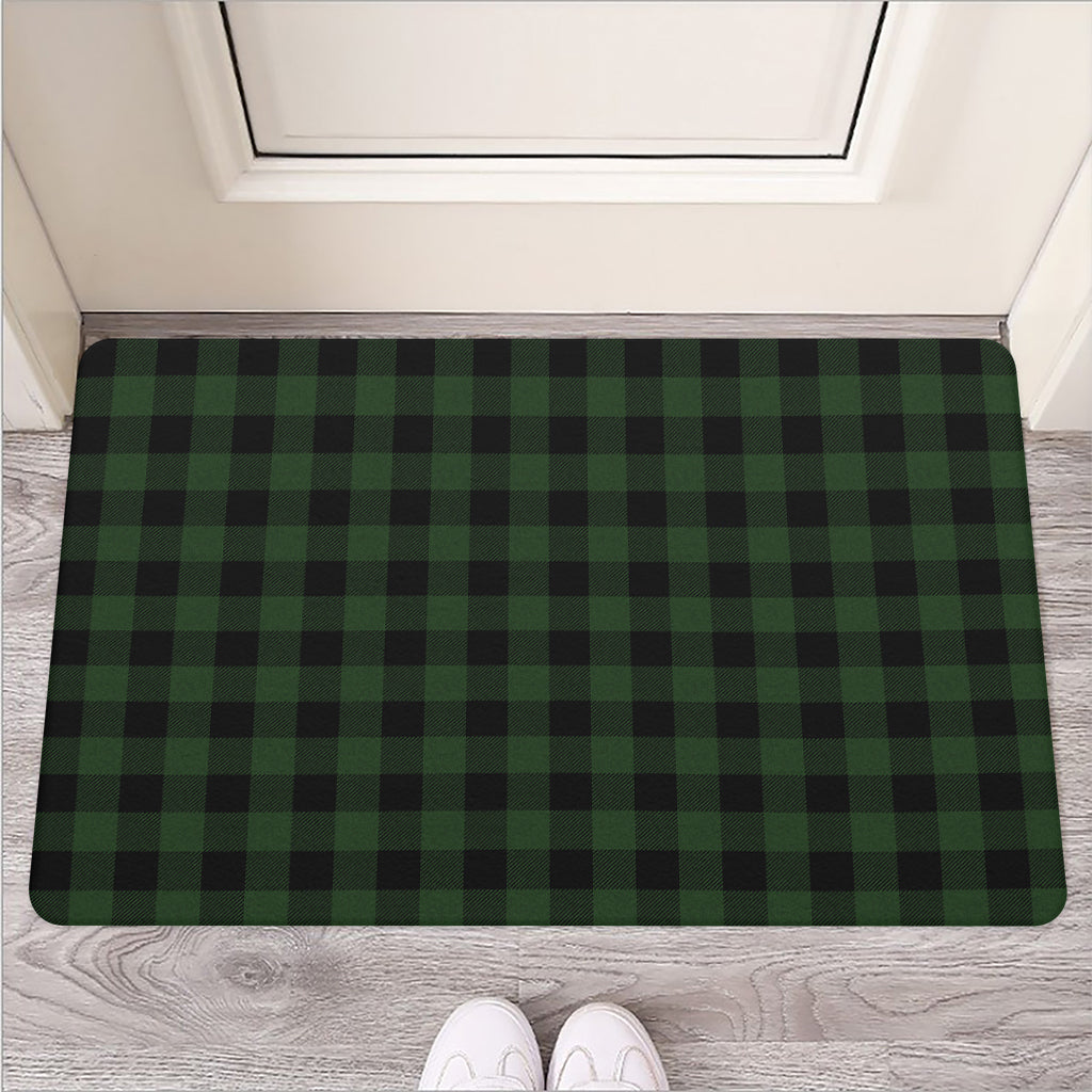 Green And Black Buffalo Plaid Print Rubber Doormat