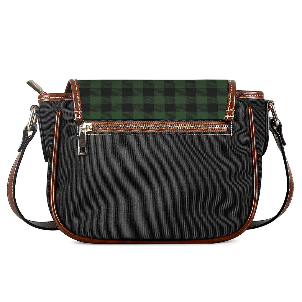 Green And Black Buffalo Plaid Print Saddle Bag