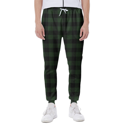 Green And Black Buffalo Plaid Print Scuba Joggers