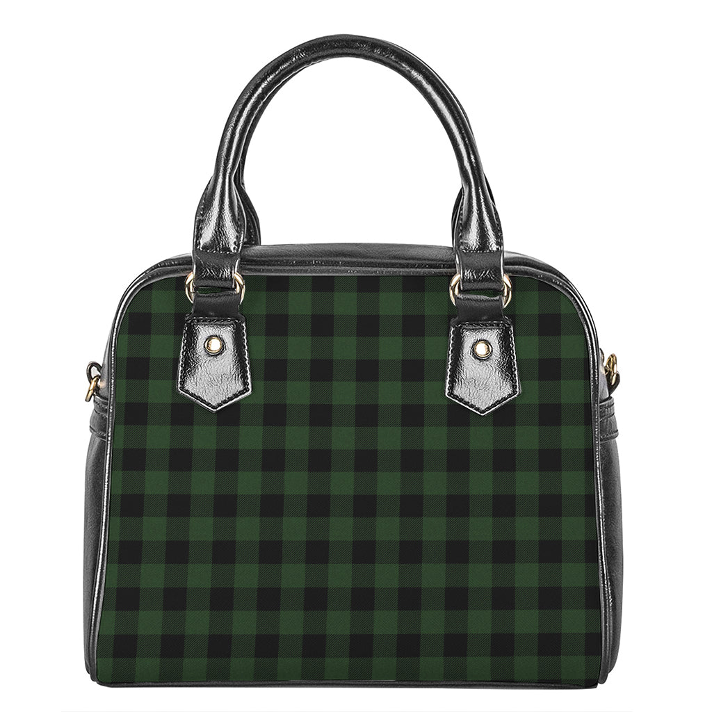 Green And Black Buffalo Plaid Print Shoulder Handbag