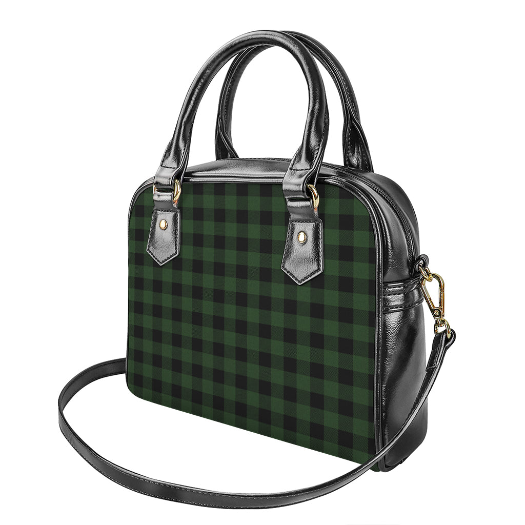 Green And Black Buffalo Plaid Print Shoulder Handbag