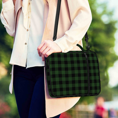 Green And Black Buffalo Plaid Print Shoulder Strap Bible Bag
