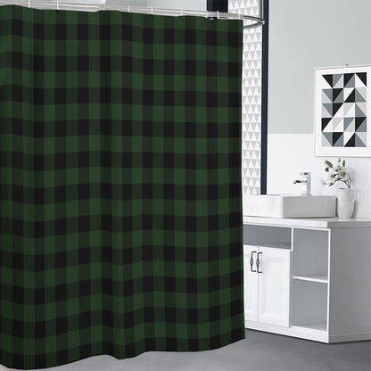 Green And Black Buffalo Plaid Print Shower Curtain