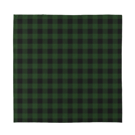 Green And Black Buffalo Plaid Print Silk Bandana