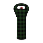 Green And Black Buffalo Plaid Print Single Neoprene Wine Tote