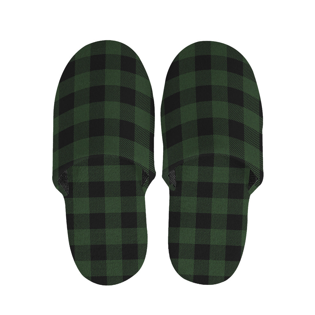 Green And Black Buffalo Plaid Print Slippers